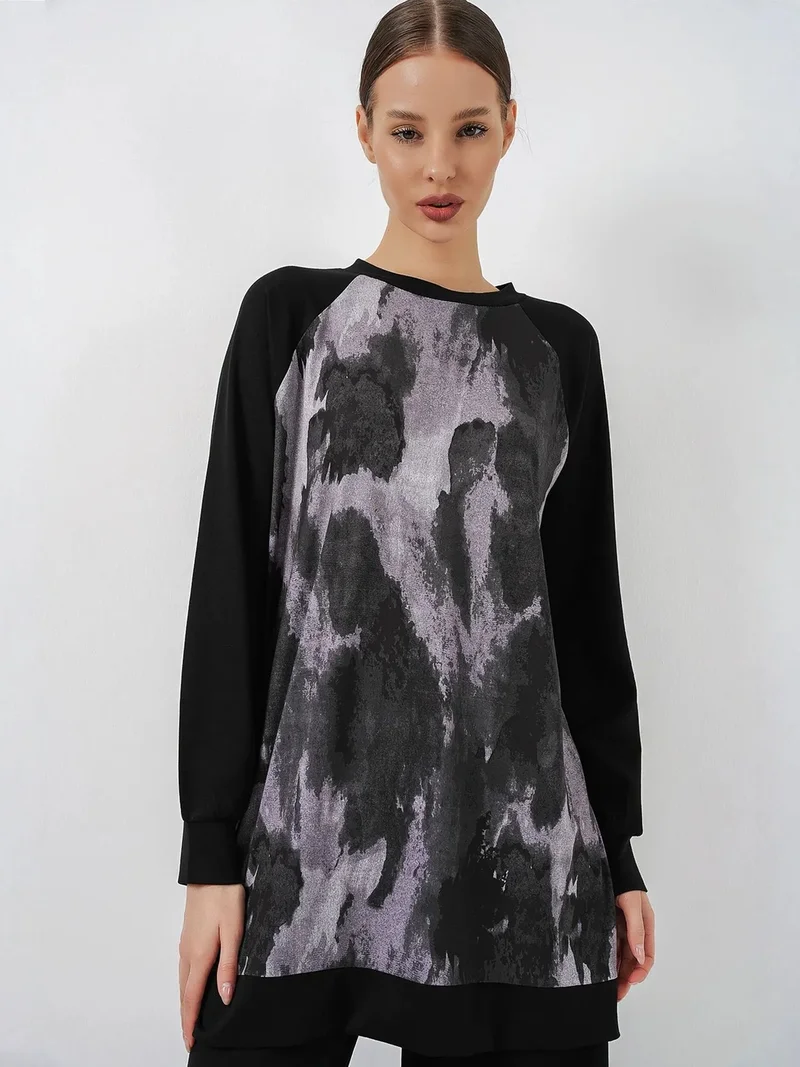 بيغ دارت BDART Oversize Abstract Print Crew Neck Tunic & Pants Set