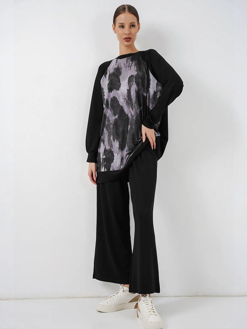 BIG DART BDART Oversize Abstract Print Crew Neck Tunic & Pants Set - Image 4