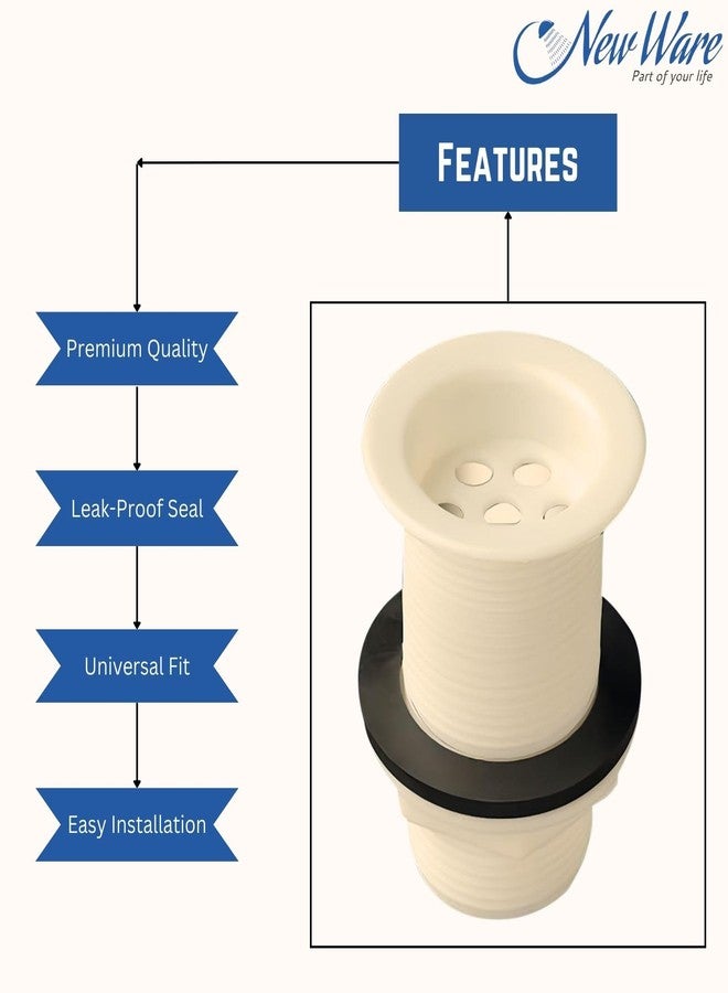 New Ware® PVC Waste Coupling Stopper with Plastic Fittings (Full Thread) for Wash Basin - Durable and Leak-Proof Sink Drain Stopper - Image 4