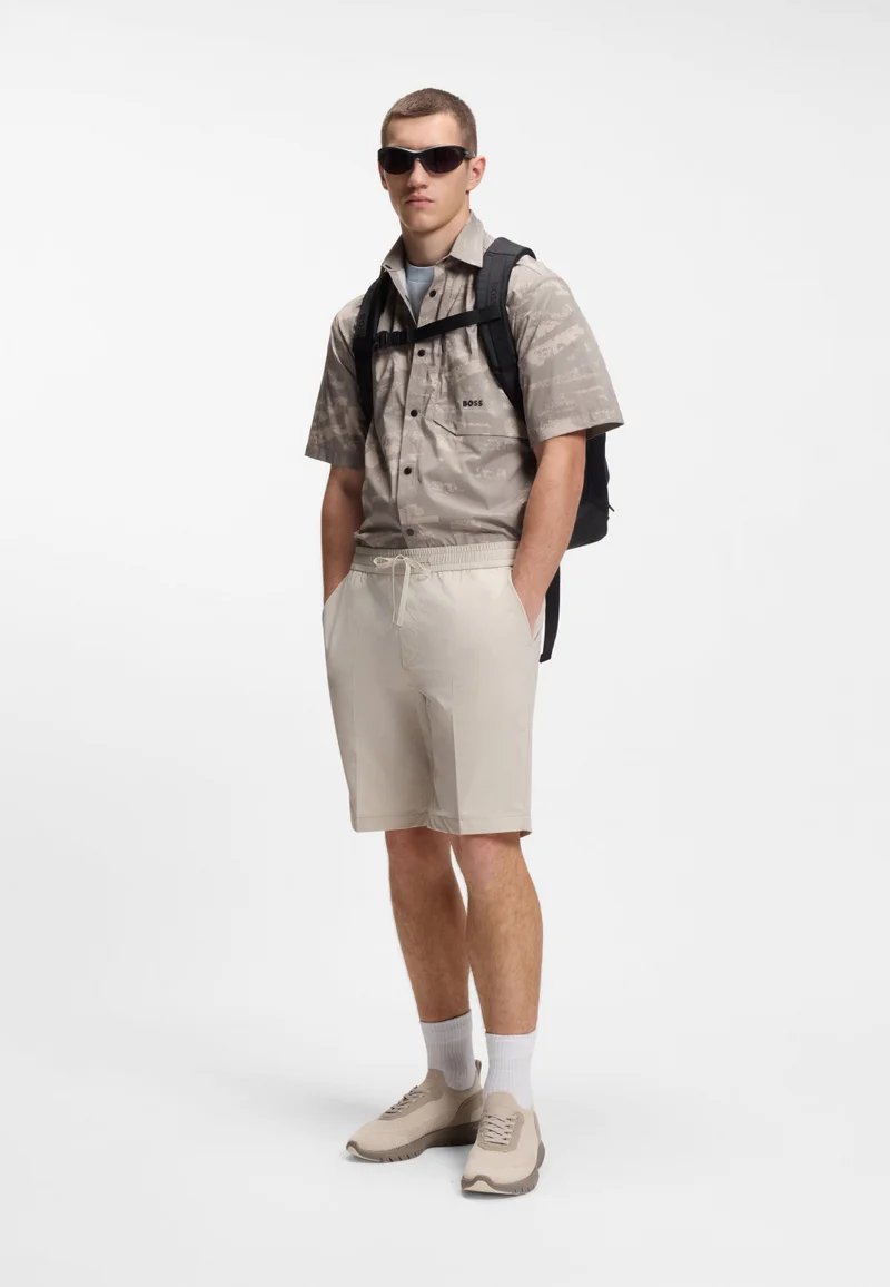 BOSS Light Beige Water-repellent regular-fit shorts in quick-dry twill for Men | Best Price UAE