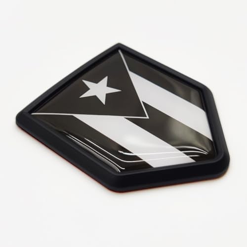Overdecor Black Puerto Rico Flag Decal Stickers Car Emblem Puerto Rican Car Accessories Decorations Shield Flag Sticker Decals for Cars Truck Vehicles 2 Pack - Image 1