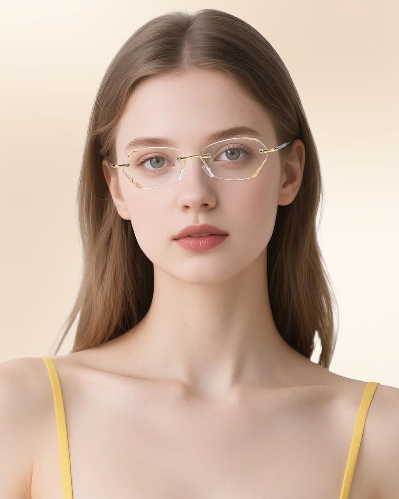 LUFF Stylish Rimless Reading Glasses for Women- Blue Light Blocking Readers, Fashion Frameless Metal Lightweight Eyeglasses(2.0X) - Image 4