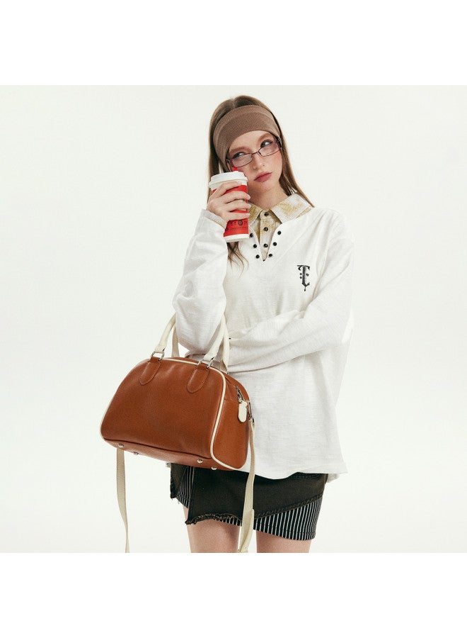 EPTISON 100% Cotton Vintage Breathable Slub Cotton Henley Neckline Fake Two-piece Long Sleeve T-shirt For Men - Image 4