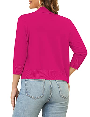 GoMamee Women's Bolero Shrug 3/4 Sleeve Open Front Short Cropped Cardigan Sweaters Jackets, Rose L - Image 5