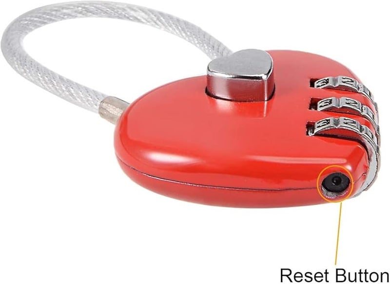 3 Digit Combination Padlock Zinc Alloy 3mm Wire Shackle Red - Image 2