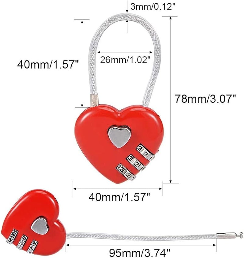 3 Digit Combination Padlock Zinc Alloy 3mm Wire Shackle Red - Image 4