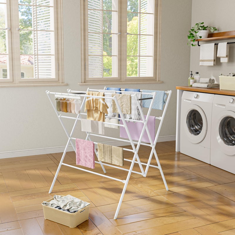 HOMIDEC Drying Rack Clothing,Large 12 Drying Poles with Sock Clips Clothes Drying Rack,Foldable Portable Laundry Drying Rack for Air Drying Clothing,Towels,Delicate Eac,Indoor Outdoor Use.White - Image 2