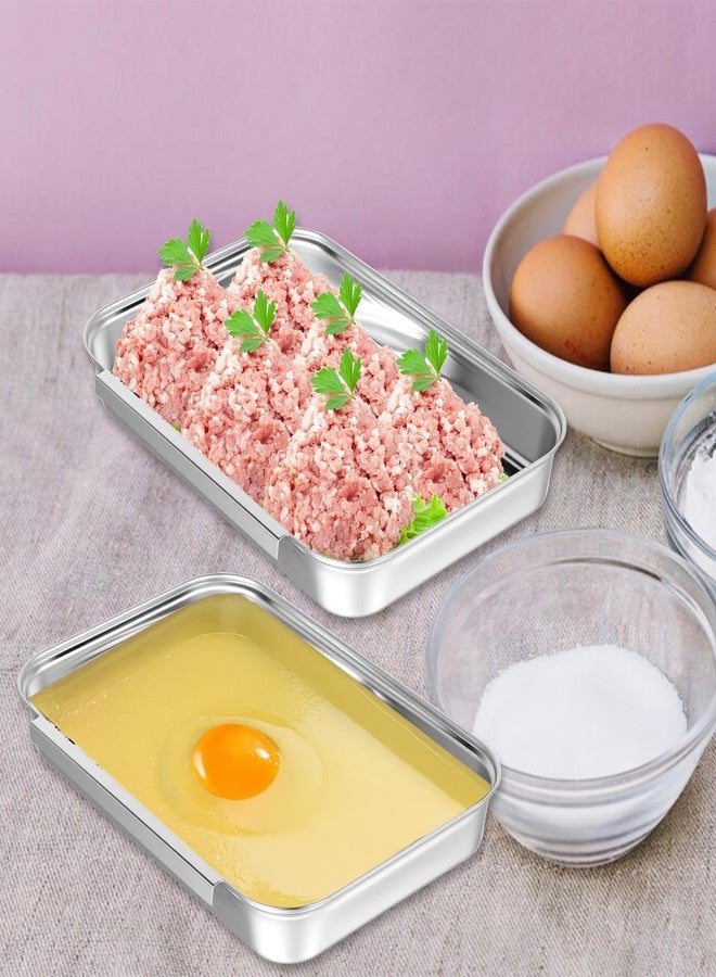 Lemecima Breading Trays Set of 3 Dredging Trays for Cooking, Stainless Steel Breading Pans Set for Marinating Meat, Chicken, Fish, Food Prep Tray - Image 4