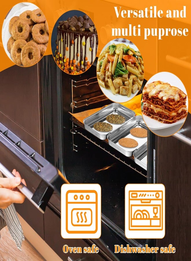 Lemecima Breading Trays Set of 3 Dredging Trays for Cooking, Stainless Steel Breading Pans Set for Marinating Meat, Chicken, Fish, Food Prep Tray - Image 3