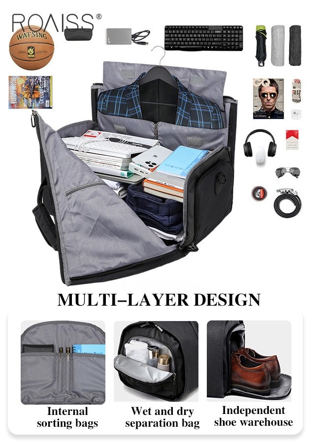 roaiss Large Capacity Outdoor Travel Bag Portable Suit Garment Storage Bag Foldable Business Luggage Bag with Multifunctional Organizer Suitable for Carrying and Storing Travel Essentials  - Image 4
