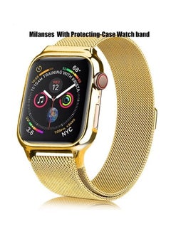 NIBEMINENT Milanese Loop Watchband With Frame For Apple Watch Series 4/5 40mm Gold  - Image 2