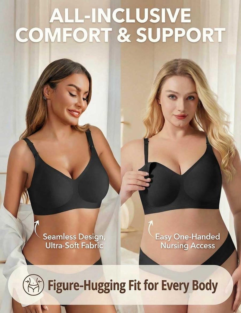 Avidlove Nursing Maternity Bras for Pregnancy Women Breastfeeding Supportive Seamless Sleep Bralette with Extra Extenders Black L - Image 4