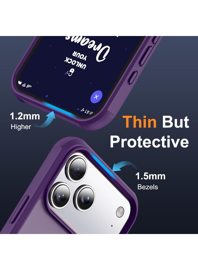 جراب هاتف شفاف عسكري متوافق مع iPhone 17 Pro مع حامل مغناطيسي غير مرئي بحلقة دائرية لهاتف iPhone 17 Pro مقاس 6.3 بوصة [متوافق مع Mag-Safe] [شعور قبضة رائع]، أرجواني - Image 4