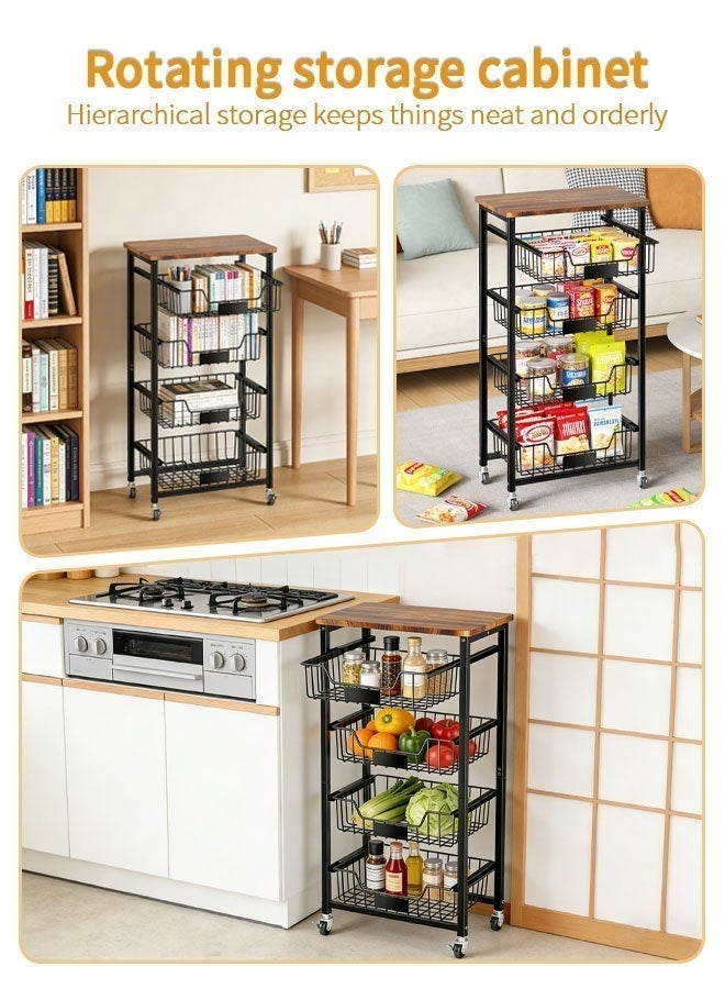 Solerconm Metal Wire Storage Basket with Bamboo Top, Multipurpose Organizer for Kitchen, Bathroom, Pantry, or Living Room - Image 5