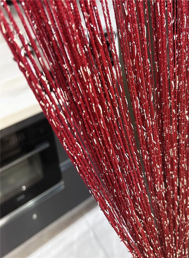 ave split Decorative Door String Curtain Wall Panel Fringe Window Room Divider Blind Divider Tassel Screen Home 100cm*200cm (Red wine18) - Image 1