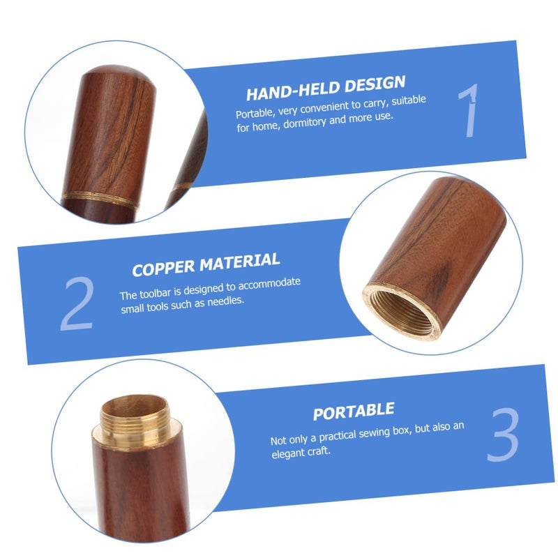 Portable Wooden Sewing Needle Box Travel Organizer Set 4 Pieces - Image 3