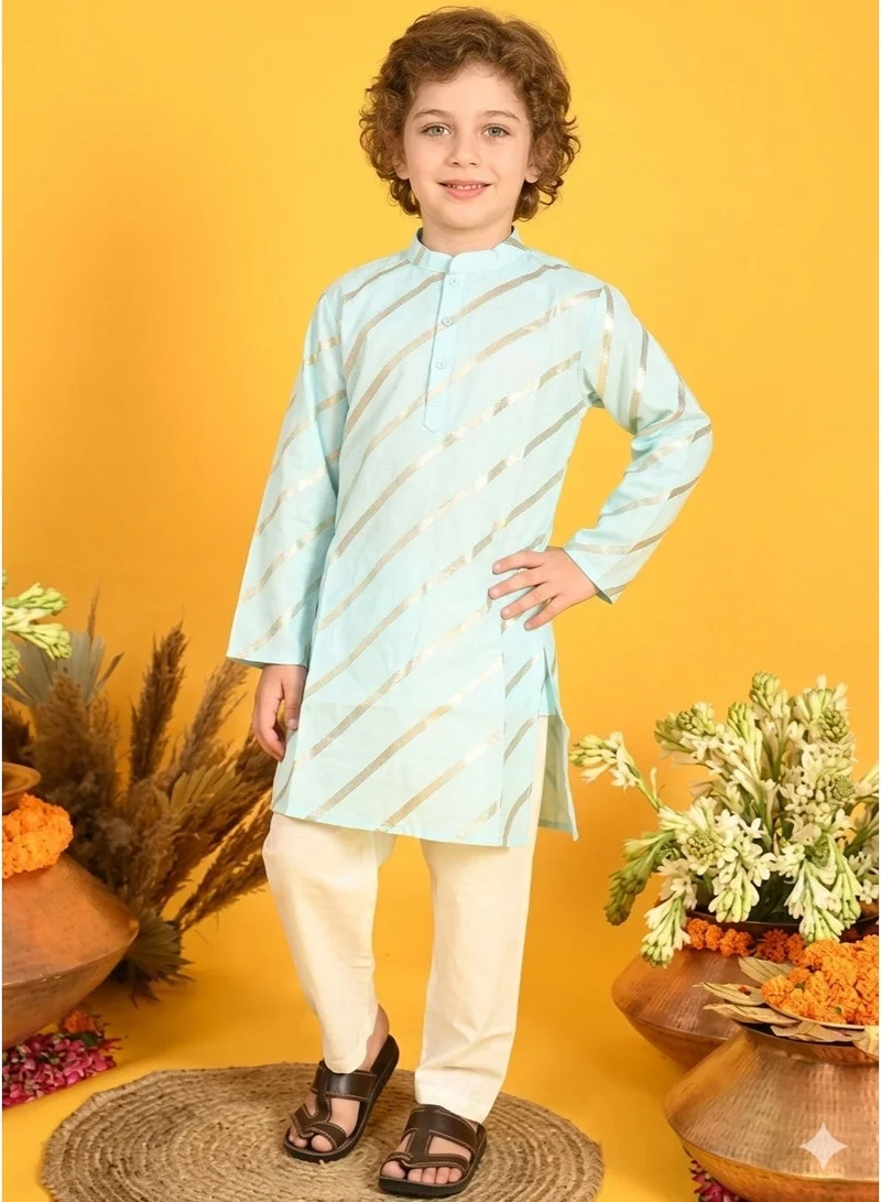 Saka Designs Boys Striped Kurta With Pyjamas Set