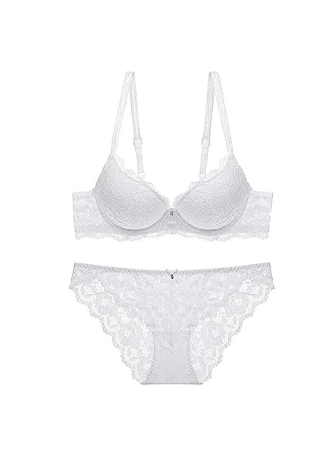Accessorize Kingdom Accessorize Kingdom Women's Bra Panty Set Lace Push Up Non-Wired Solid Lingerie Set Bikini Set for Women Lingerie Set for Women & Girls  - Image 1