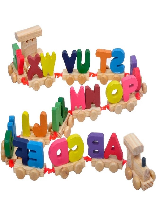 AUTHFORT New 26 Letters English Wooden Alphabet Train Alphabet Scrabble Letters Kids Baby Learning Early Education Puzzle Wooden Train Toy, ?26 Pcs - Image 1