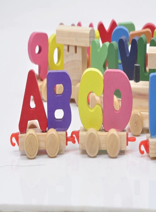 AUTHFORT New 26 Letters English Wooden Alphabet Train Alphabet Scrabble Letters Kids Baby Learning Early Education Puzzle Wooden Train Toy, ?26 Pcs - Image 3