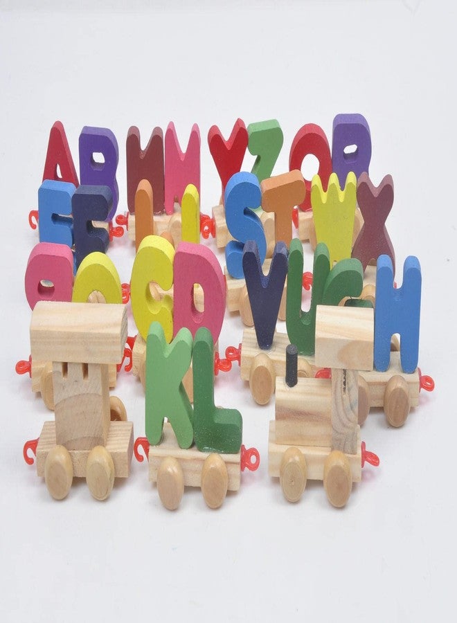 AUTHFORT New 26 Letters English Wooden Alphabet Train Alphabet Scrabble Letters Kids Baby Learning Early Education Puzzle Wooden Train Toy, ?26 Pcs - Image 5