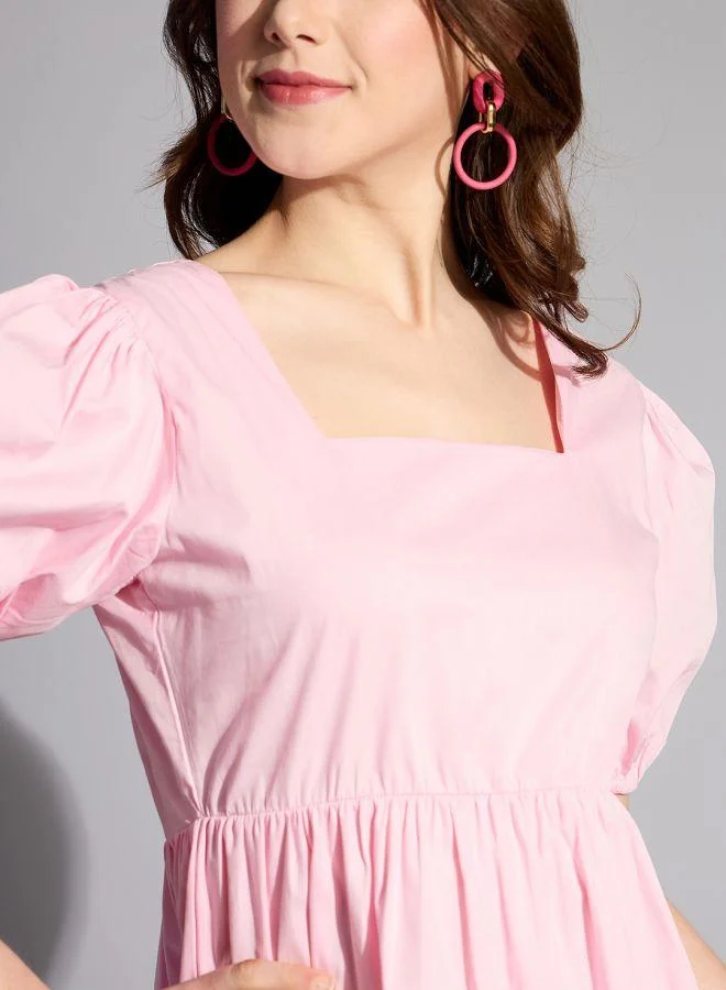 Freehand  Women Regular Fit Casual Solid Babydoll Dress for Women | Best Price UAE