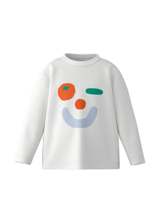Papapapa Autumn Uni Baby Versatile Printed T-shirt Large Pattern Small White Casual Simple Off-white 110 - Image 3