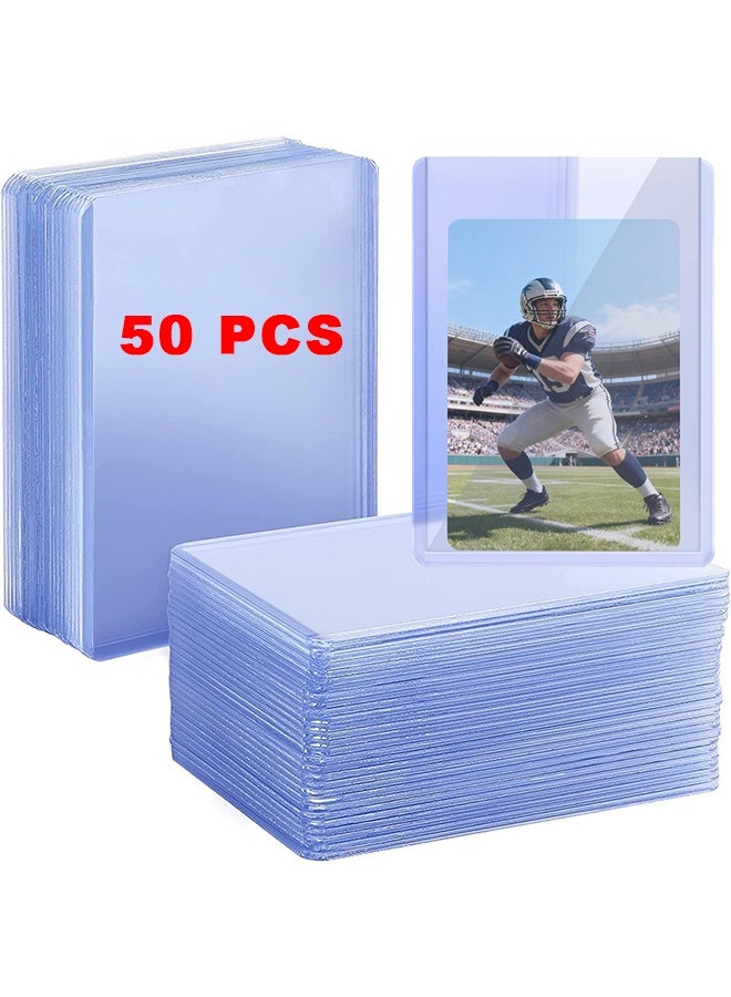 اتش اس 50 غلاف بطاقة بلاستيكي صلب لحاملي بطاقات البيسبول الواقية، بطاقات التداول، بطاقات الرياضة، أغطية بلاستيكية للبطاقات لتجميع بطاقات لعبة البيسبول الرياضية، مقاس 3 × 4 بوصة شفاف - Image 1