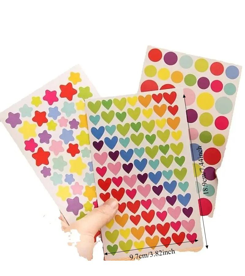 Set Of 6 Self Adhesive Clipbook Stickers With Star Heart And Dot Designs Style2 - Image 4