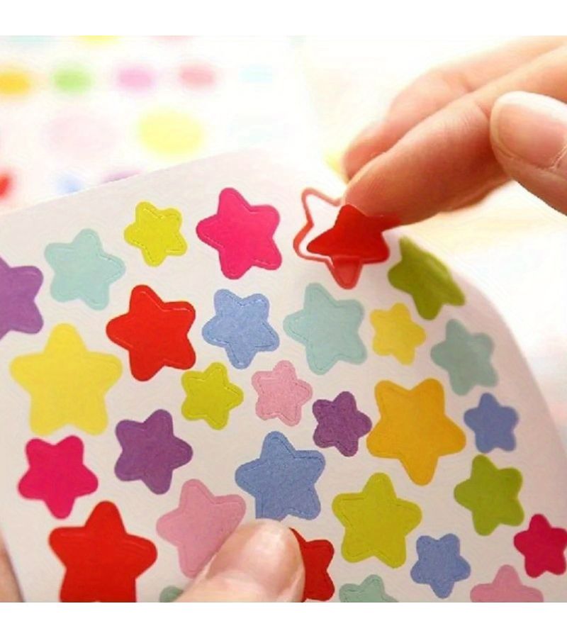 Set Of 6 Self Adhesive Clipbook Stickers With Star Heart And Dot Designs Style2 - Image 2