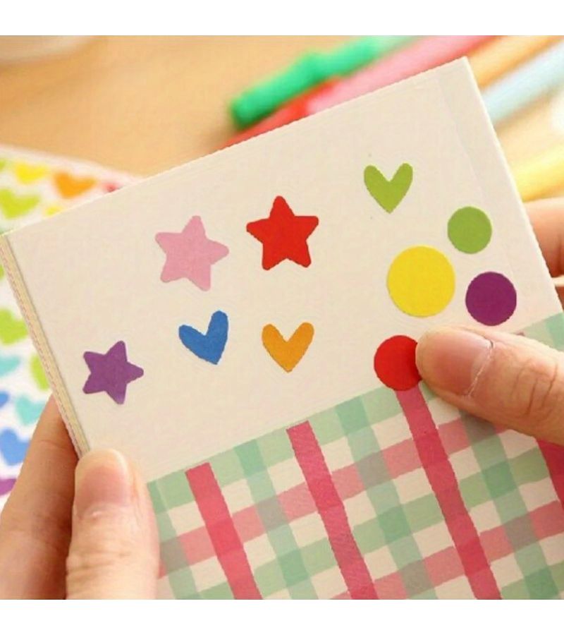 Set Of 6 Self Adhesive Clipbook Stickers With Star Heart And Dot Designs Style2 - Image 3