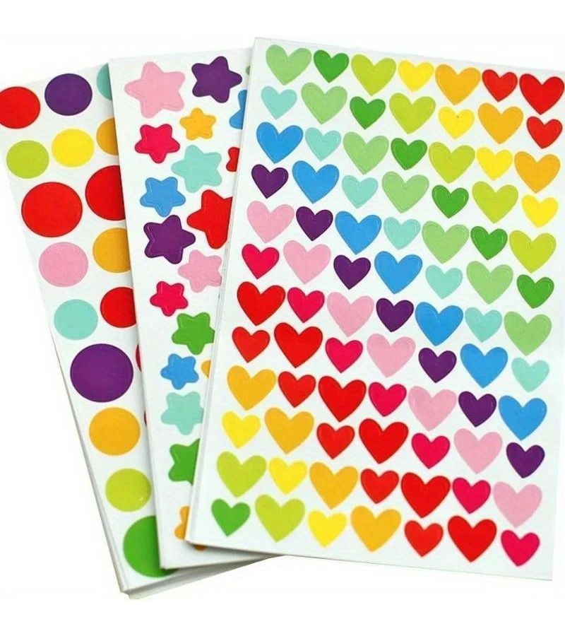 Set Of 6 Self Adhesive Clipbook Stickers With Star Heart And Dot Designs Style2 - Image 5