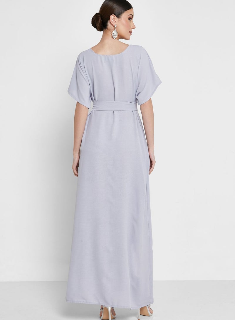 هيا كلوزيت فستان بياقة مربعة وحزام - Image 2