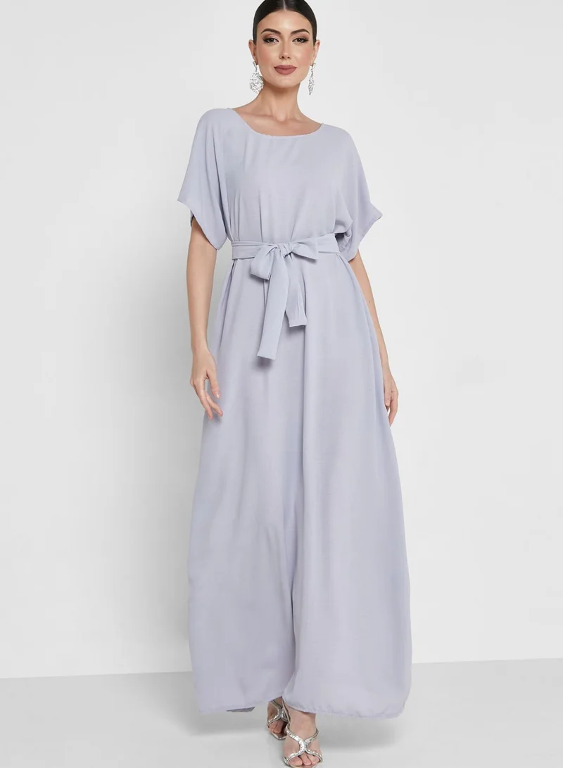 Square Neck Belted Under Abaya Dress