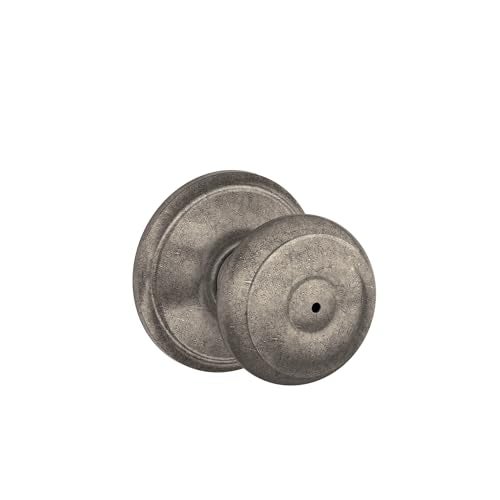 SCHLAGE F40 GEO 621 Georgian Privacy Knob, Distressed Nickel - Image 1