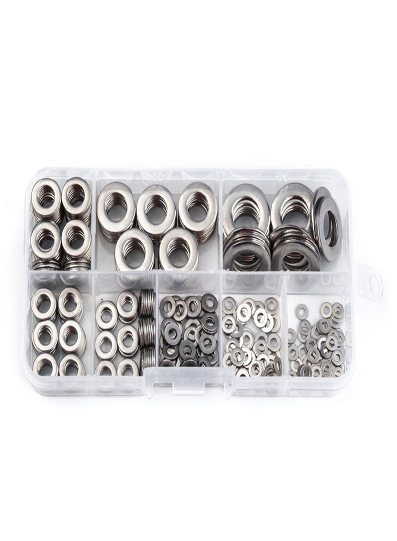 Generic 360pcs 8 Sizes Stainless Steel Flat Washers Assortment Set Kit with Storage Box Portable(M2 M2.5 M 3 M 4 M5 M6 M 8 M 10)  - Image 4