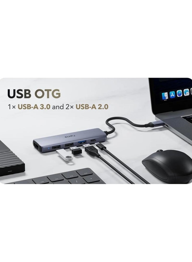 cudy 5-in-1 Type-C Adapter - Gray - Image 4