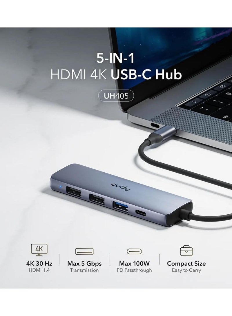 cudy 5-in-1 Type-C Adapter - Gray - Image 5