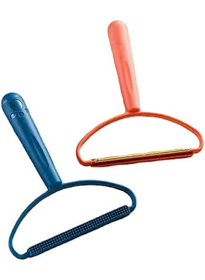 مزيل وبر محمول للملابس – طقم قطعتين، رولر إزالة الوبر وشعر القطط والكلاب من الأقمشة والملابس والأثاث، أداة لإزالة تكوّر القماش وشعر الحيوانات الأليفة مع فرشاة تنظيف (وردي وأزرق). - Image 1