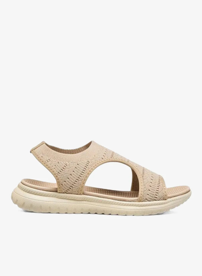 Flora Bella By Shoexpress BEIGE Women's Textured Comfort Sandals with Backstrap for Women | Best Price UAE