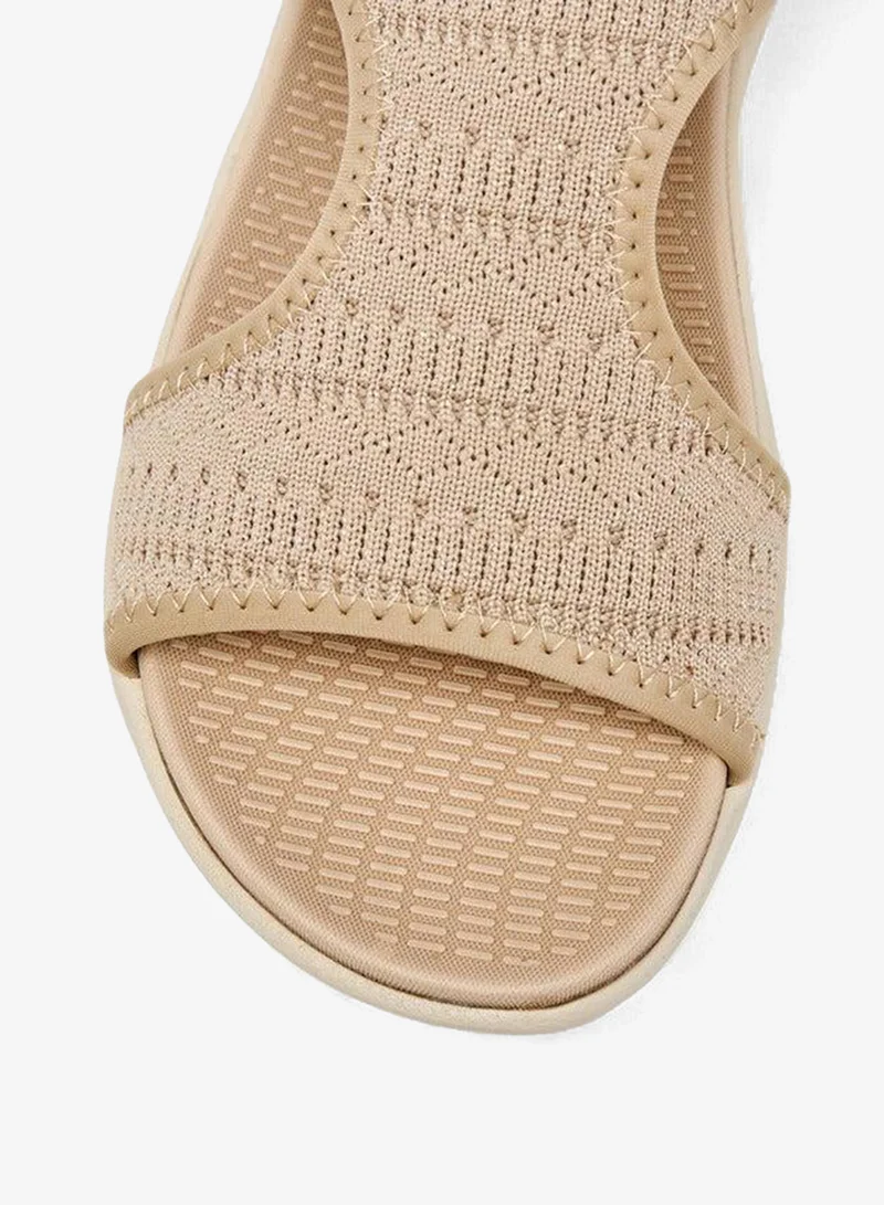 Flora Bella By Shoexpress BEIGE Women's Textured Comfort Sandals with Backstrap for Women | Best Price UAE