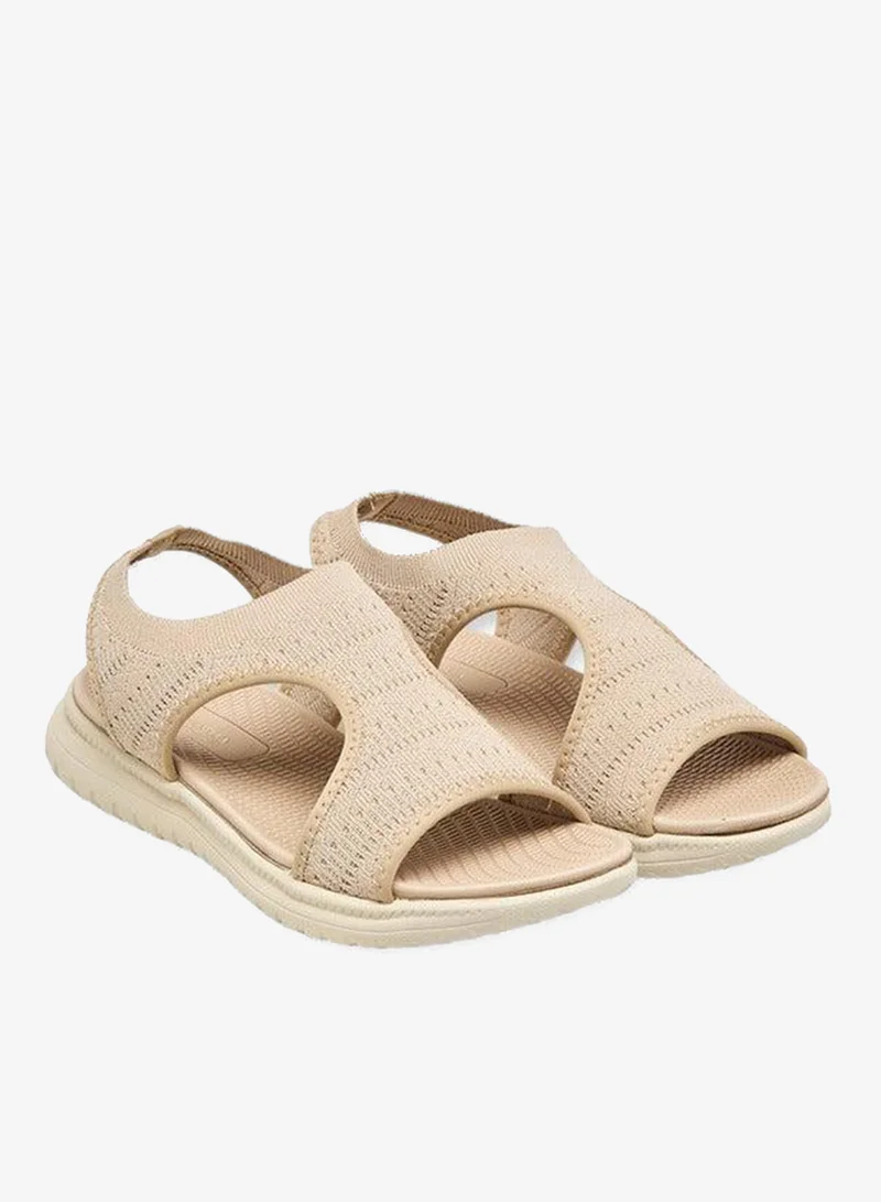 Flora Bella By Shoexpress BEIGE Women's Textured Comfort Sandals with Backstrap for Women | Best Price UAE