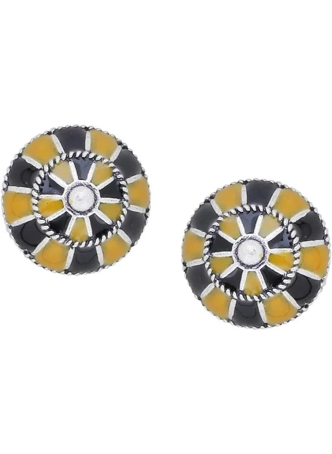 VOYLLA Taal Mridang Enameled Dholki Stud Earrings