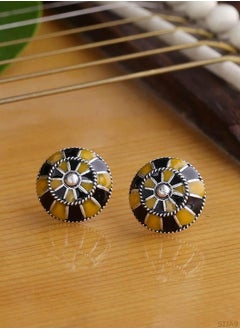 VOYLLA Taal Mridang Enameled Dholki Stud Earrings  - Image 1