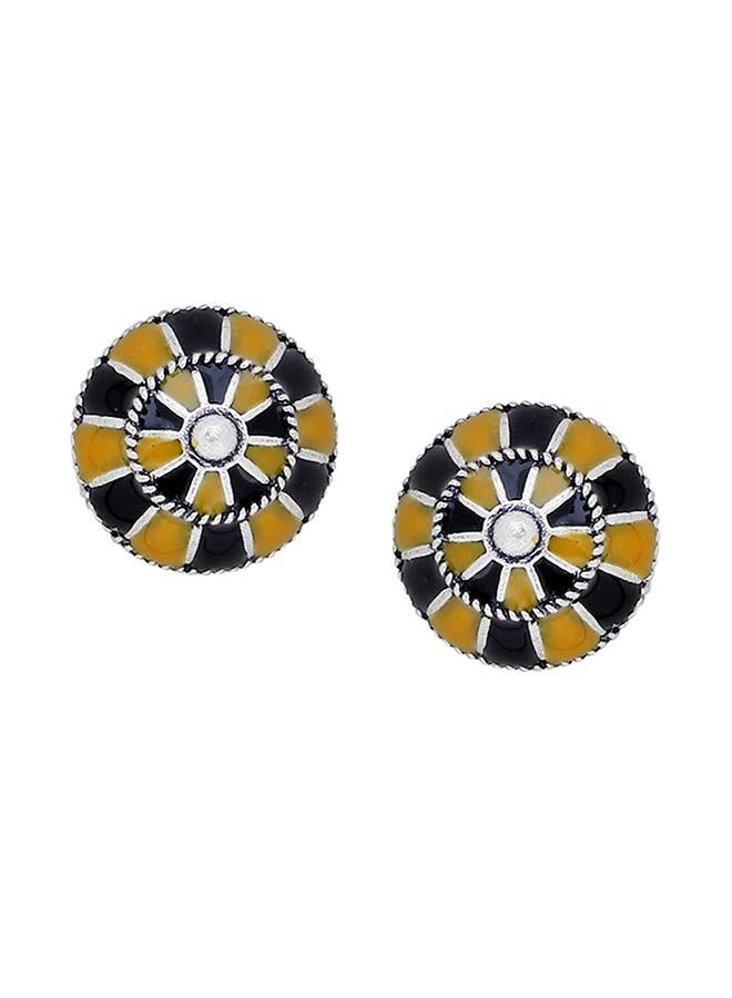 VOYLLA Taal Mridang Enameled Dholki Stud Earrings - Image 2