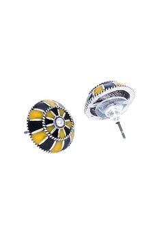 VOYLLA Taal Mridang Enameled Dholki Stud Earrings  - Image 3