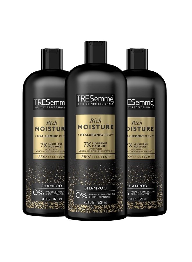 Shampoo Moisture Rich 3 Count for Dry Hair Professional Quality Salon-Healthy Look and Shine Moisture Rich Formulated with Vitamin E and Biotin 28 oz