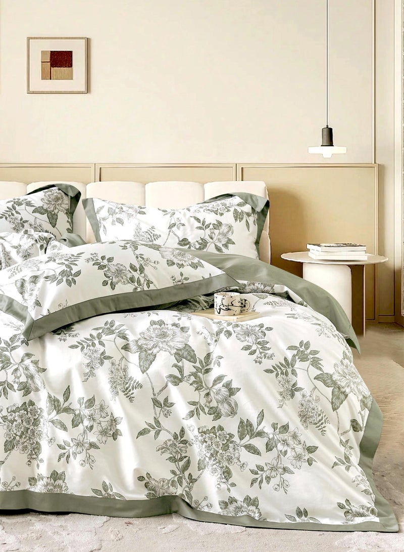 Master Home Textile Cotton Sateen Floral Comforter Set, Fits 200 x 200 cm King Bed, with Removable Filling, 9Pcs King Size,  300 TC Cotton Sateen,  Soft and Breathable - Image 1