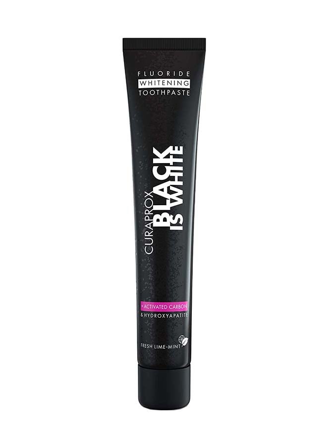 CURAPROX Black Is White Toothpaste, 90ml - Activated Charcoal Whitening Toothpaste - SLS Free, Microplastic Free, Triclosan Free, Fluoride Toothpaste. - Image 1