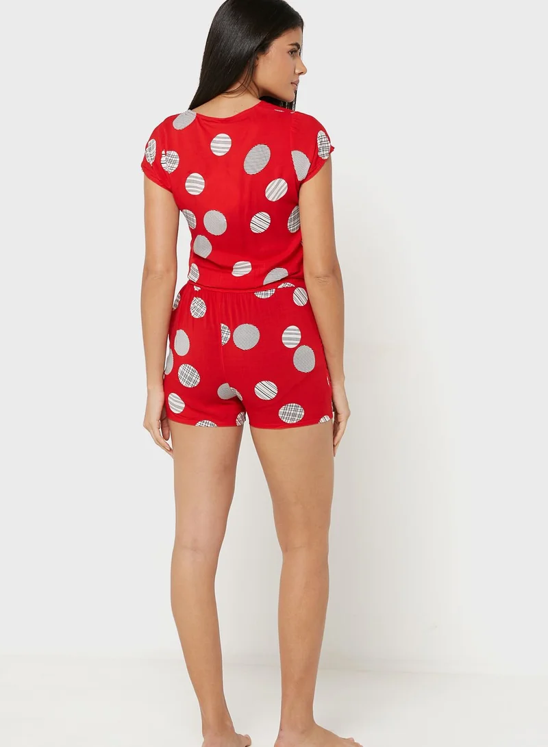 Sweet Dreams Printed Button Detail Nightdress